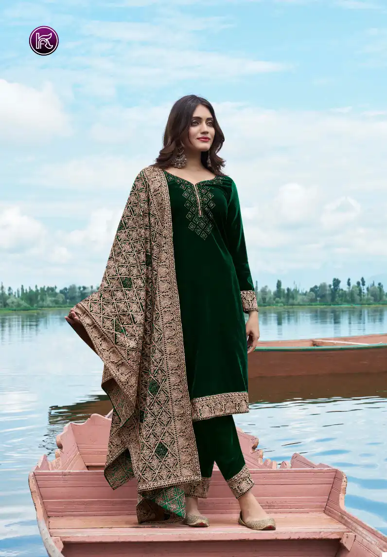 Kala Fashion Kala Ruchika Velvet 9000 Wholesale Designer Winter Wear Salwar Suit Catalog — Wholesale Salwar Suits, MPA wholesale from Surat - Gallery Image 3