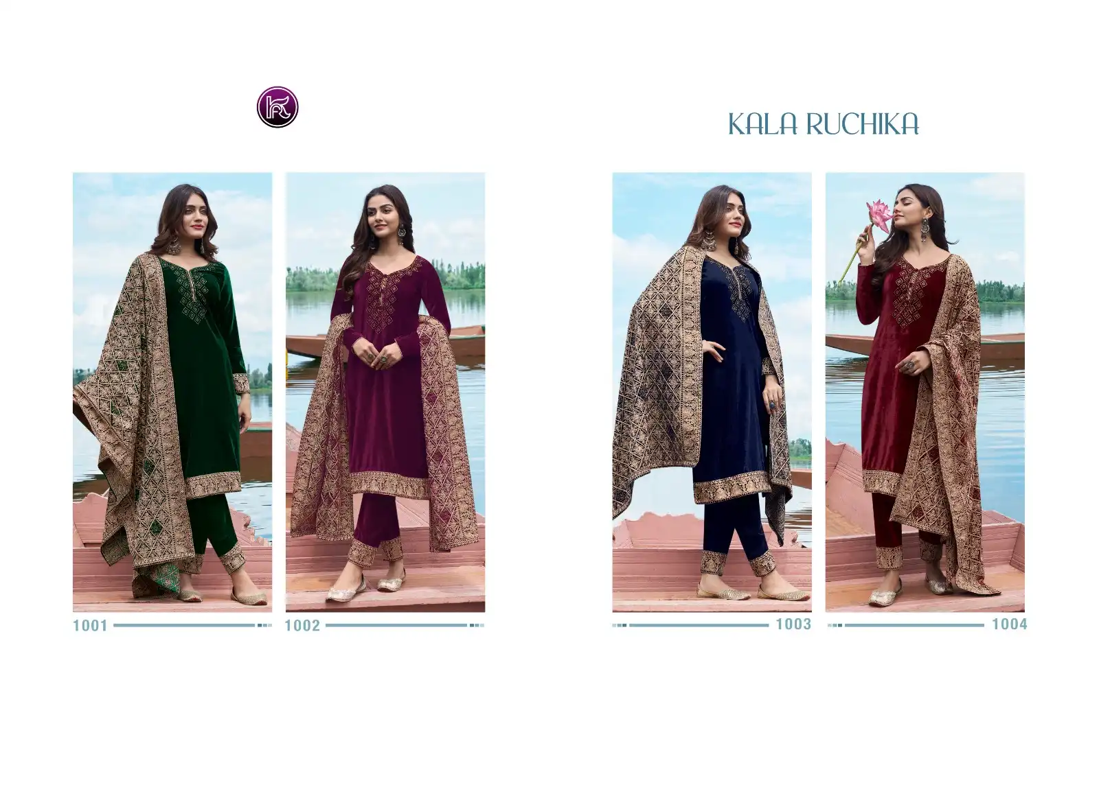 Kala Fashion Kala Ruchika Velvet 9000 Wholesale Designer Winter Wear Salwar Suit Catalog — Wholesale Salwar Suits, MPA wholesale from Surat — view 4