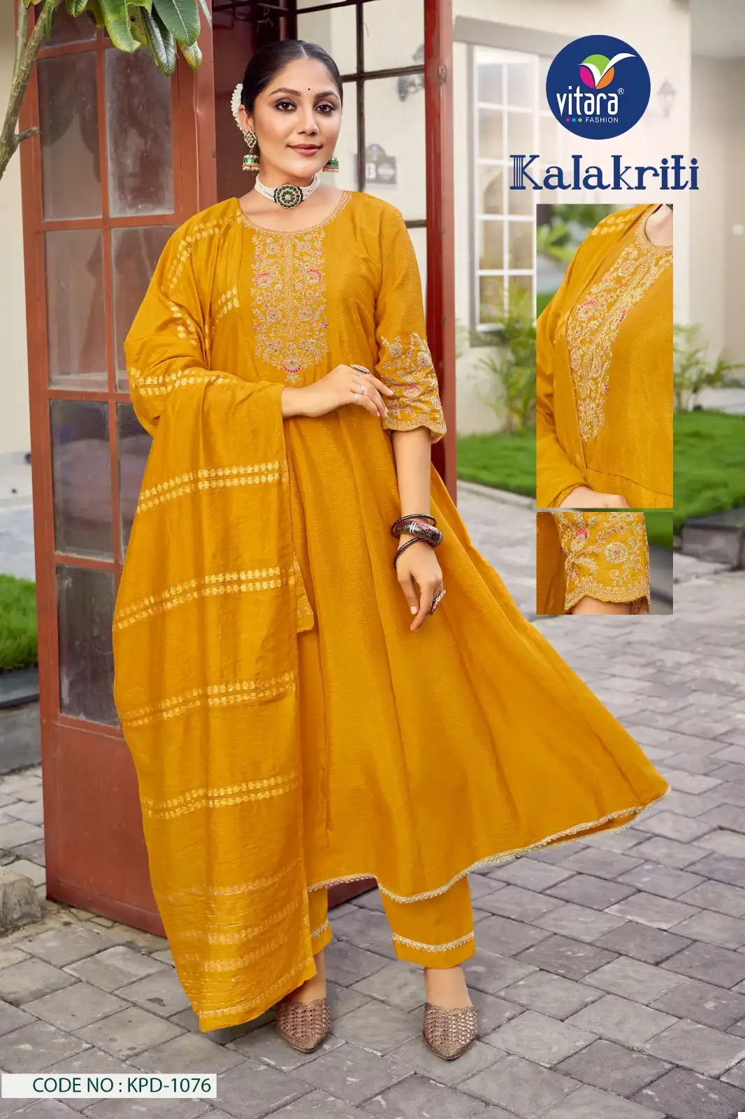 Vitara Fashion Kalakriti Poly Chinon Wholesale Readymade Salwar Suit Catalog — Wholesale Salwar Suits, MPA wholesale from Surat - Gallery Image 2