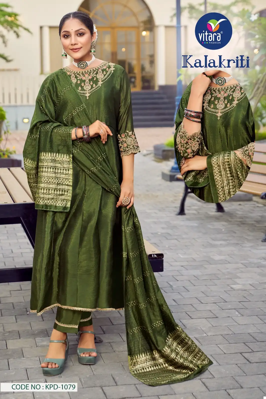 Vitara Fashion Kalakriti Poly Chinon Wholesale Readymade Salwar Suit Catalog — Wholesale Salwar Suits, MPA wholesale from Surat — view 4