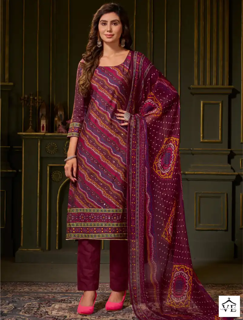 Bipson Kalarang 2320 Pure Modal Chanderi Wholesale Salwar Suit Catalog — Wholesale Salwar Suits, MPA wholesale from Surat — view 1