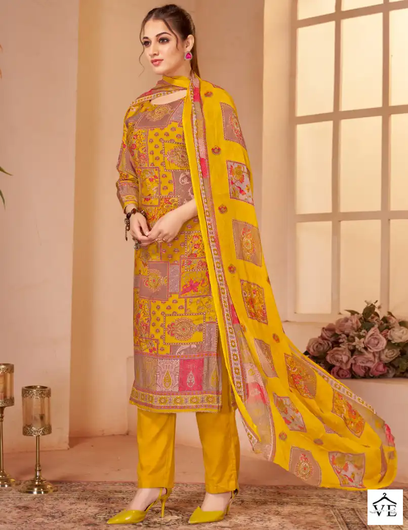 Bipson Kalarang 2322 Pure Modal Chanderi Wholesale Salwar Suit Catalog — Wholesale Salwar Suits, MPA wholesale from Surat — view 1