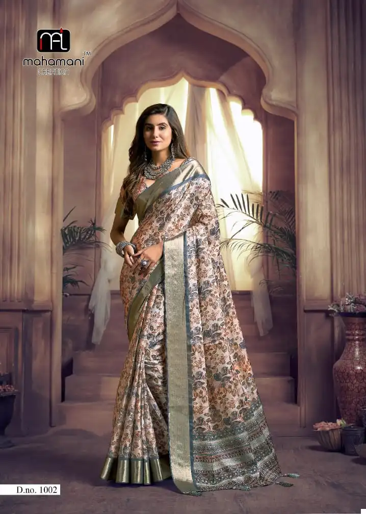 VE Kalindi Heavy Tussar Ghincha Silk Wholesale Saree Catalog — Wholesale Sarees, MPA wholesale from Surat - Gallery Image 6