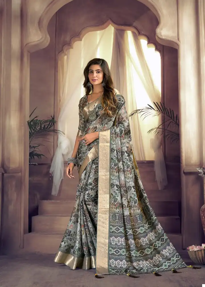 VE Kalindi Heavy Tussar Ghincha Silk Wholesale Saree Catalog — Wholesale Sarees, MPA wholesale from Surat - Gallery Image 7