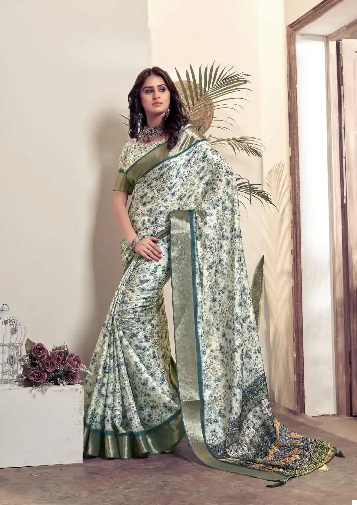 VE Kalindi Heavy Tussar Ghincha Silk Wholesale Saree Catalog — Wholesale Sarees, MPA wholesale from Surat - Gallery Image 8