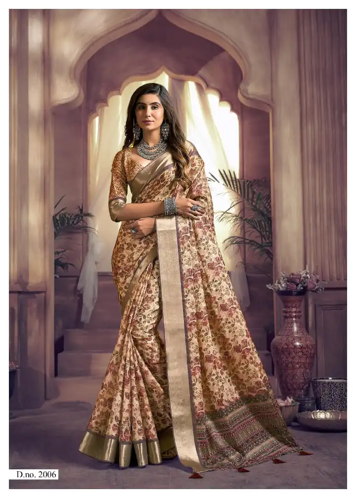 VE Kalindi Heavy Tussar Ghincha Silk Wholesale Saree Catalog — Wholesale Sarees, MPA wholesale from Surat - Gallery Image 9