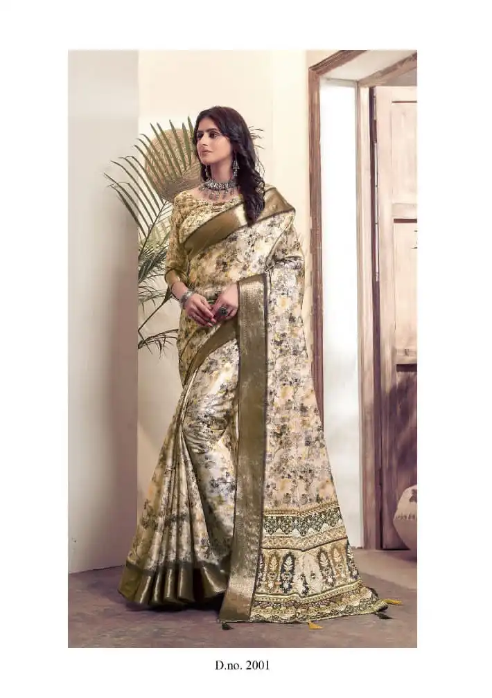 VE Kalindi Heavy Tussar Ghincha Silk Wholesale Saree Catalog — Wholesale Sarees, MPA wholesale from Surat - Gallery Image 12