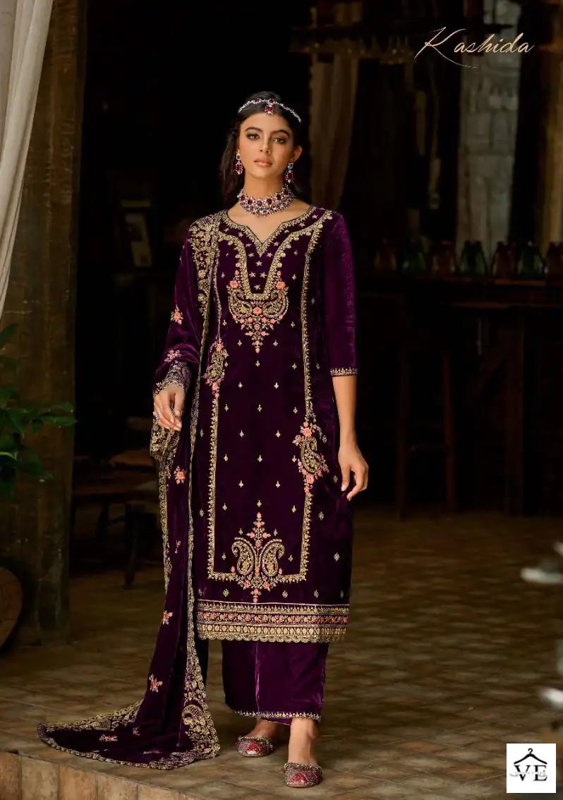 Sargam Kashida Premium 9000 Velvet Wholesale Winter Wear Suits Catalog — Wholesale Salwar Suits, MPA wholesale from Surat — view 2