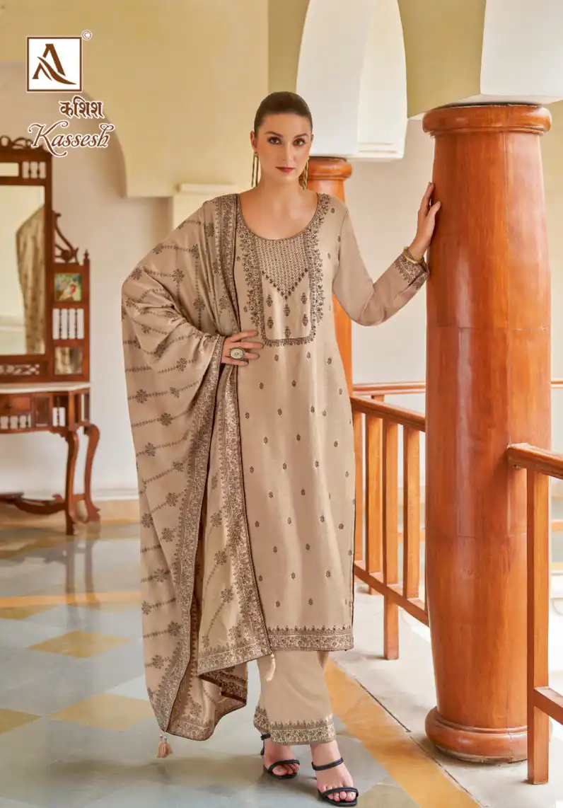 Alok Suits Kassesh Woolen Pashmina Jacquard Wholesale Winter Wear Salwar Suit Catalog - 6 Pcs Set — Wholesale Salwar Suits, Alok Suit wholesale from Surat - Gallery Image 3