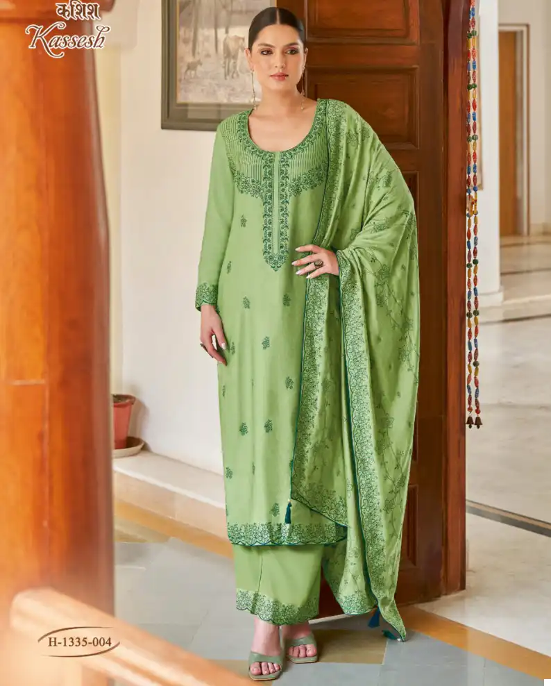Alok Suits Kassesh Woolen Pashmina Jacquard Wholesale Winter Wear Salwar Suit Catalog - 6 Pcs Set — Wholesale Salwar Suits, Alok Suit wholesale from Surat — view 1