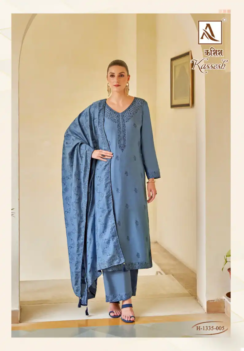 Alok Suits Kassesh Woolen Pashmina Jacquard Wholesale Winter Wear Salwar Suit Catalog - 6 Pcs Set — Wholesale Salwar Suits, Alok Suit wholesale from Surat - Gallery Image 5