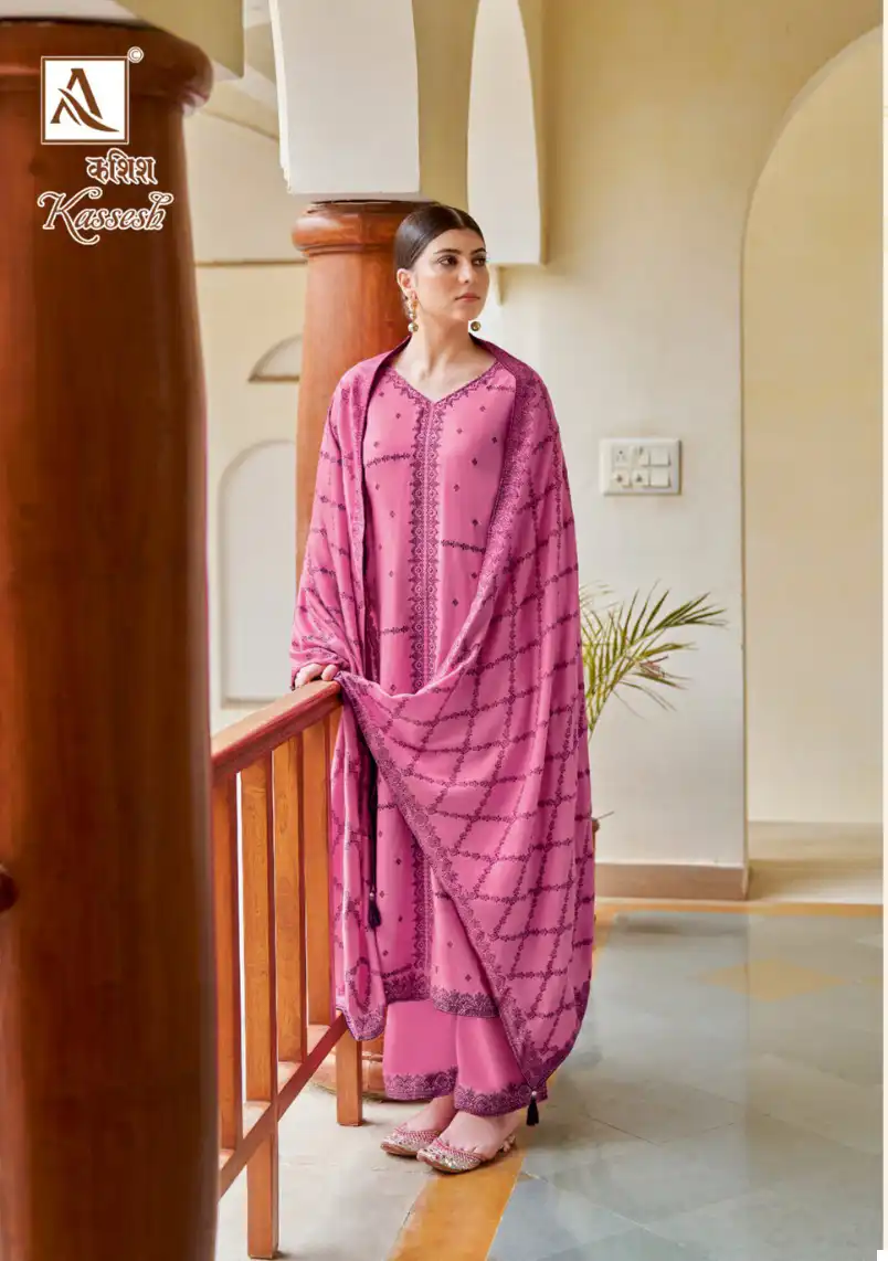 Alok Suits Kassesh Woolen Pashmina Jacquard Wholesale Winter Wear Salwar Suit Catalog - 6 Pcs Set — Wholesale Salwar Suits, Alok Suit wholesale from Surat - Gallery Image 6