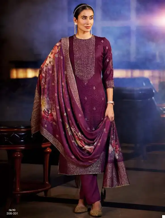 Sargam Kavisha Pure Woolen Pashmina Jacquard Wholesale Designer Winter Wear Salwar Suit Catalog — Wholesale Salwar Suits, MPA wholesale from Surat - Gallery Image 3