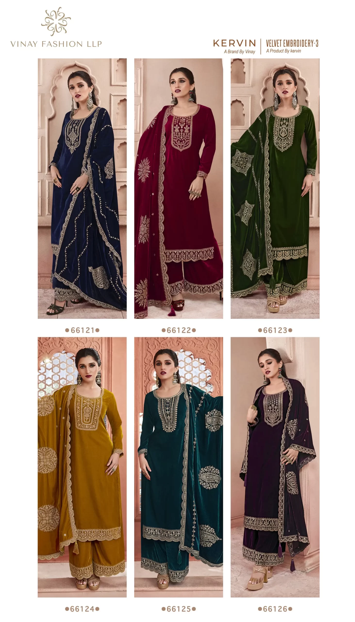 Vinay Kervin-Velvet Embroidery-3 Velvet Wholesale Saree Catalog — Wholesale Salwar Suits, MPA wholesale from Surat — view 7