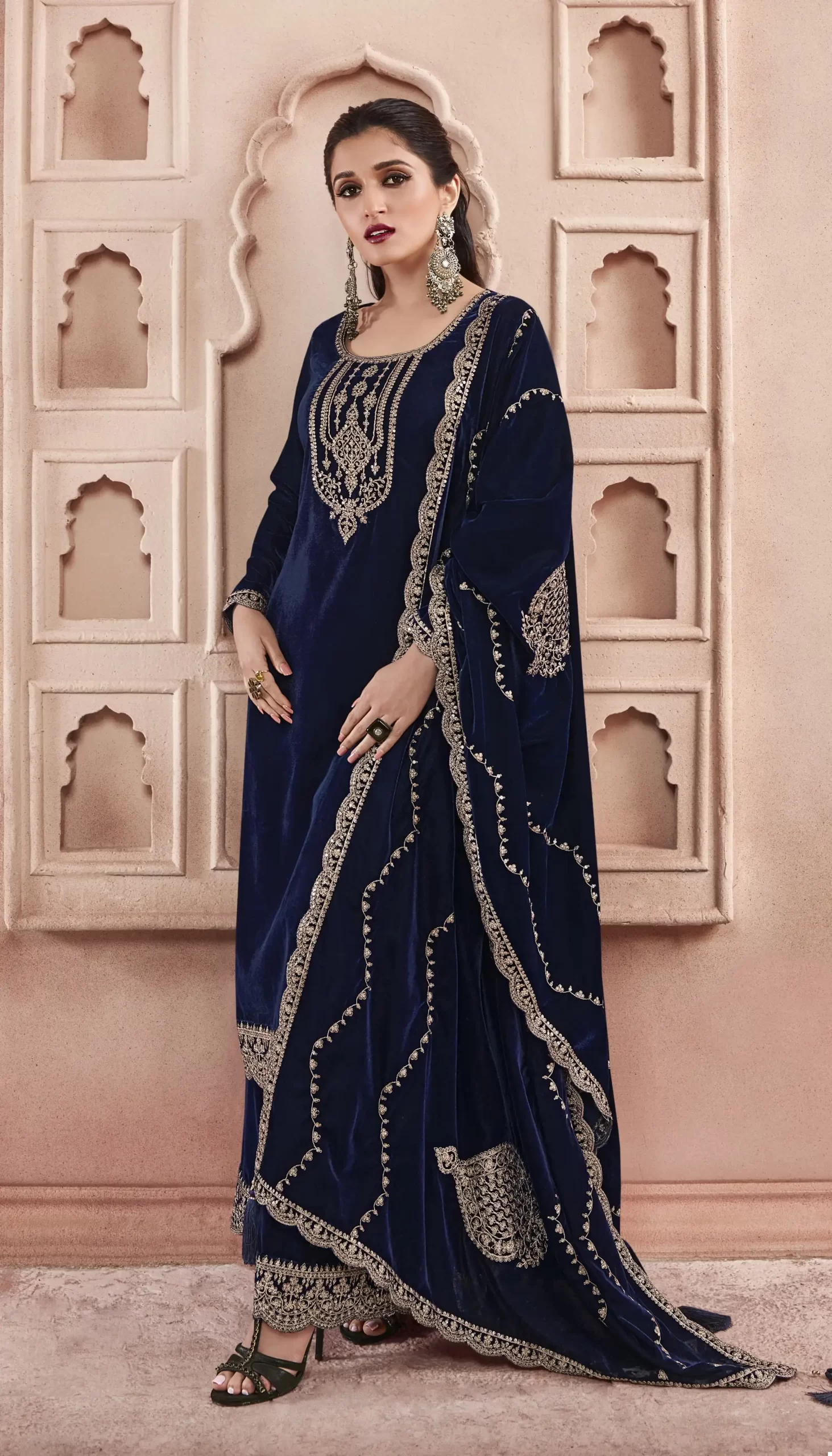 Vinay Kervin-Velvet Embroidery-3 Velvet Wholesale Saree Catalog — Wholesale Salwar Suits, MPA wholesale from Surat - Gallery Image 4