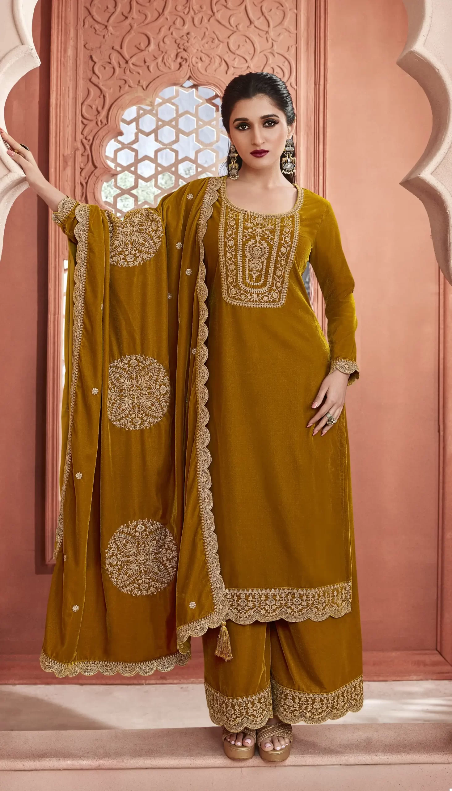 Vinay Kervin-Velvet Embroidery-3 Velvet Wholesale Saree Catalog — Wholesale Salwar Suits, MPA wholesale from Surat - Gallery Image 6