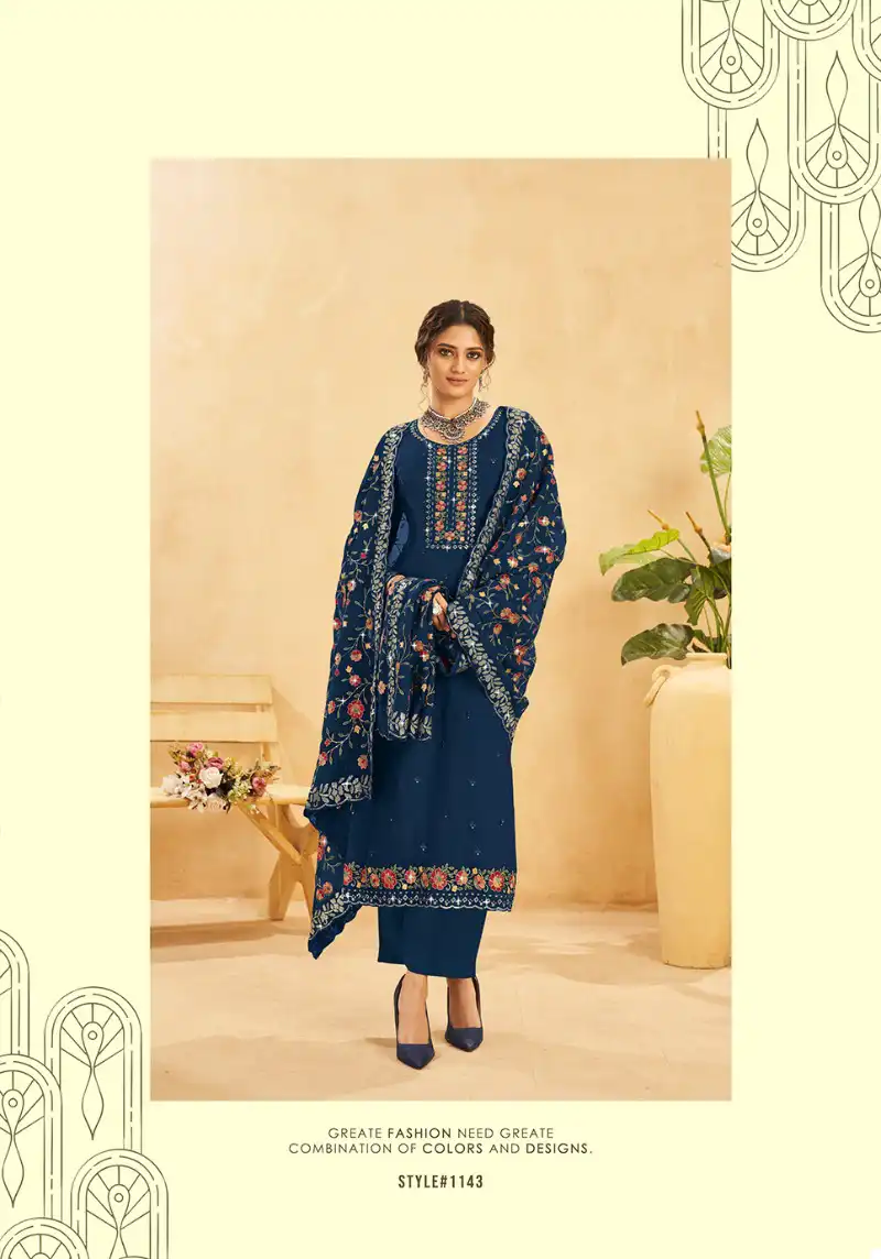 Radha Kesariya Real Organza Wholesale Salwar Suit Catalog - 5 Pcs Set — Wholesale Salwar Suits, MPA wholesale from Surat - Gallery Image 3