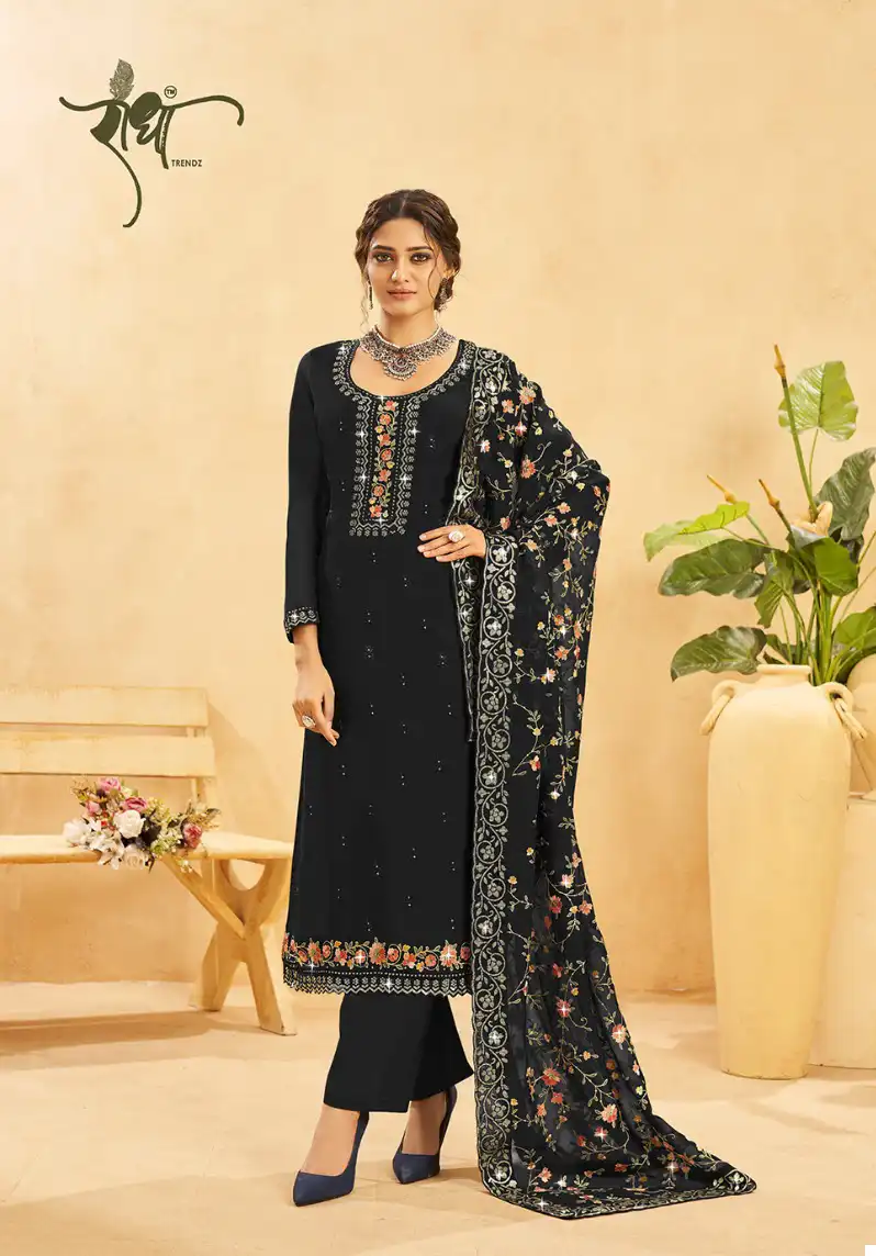 Radha Kesariya Real Organza Wholesale Salwar Suit Catalog - 5 Pcs Set — Wholesale Salwar Suits, MPA wholesale from Surat - Gallery Image 4