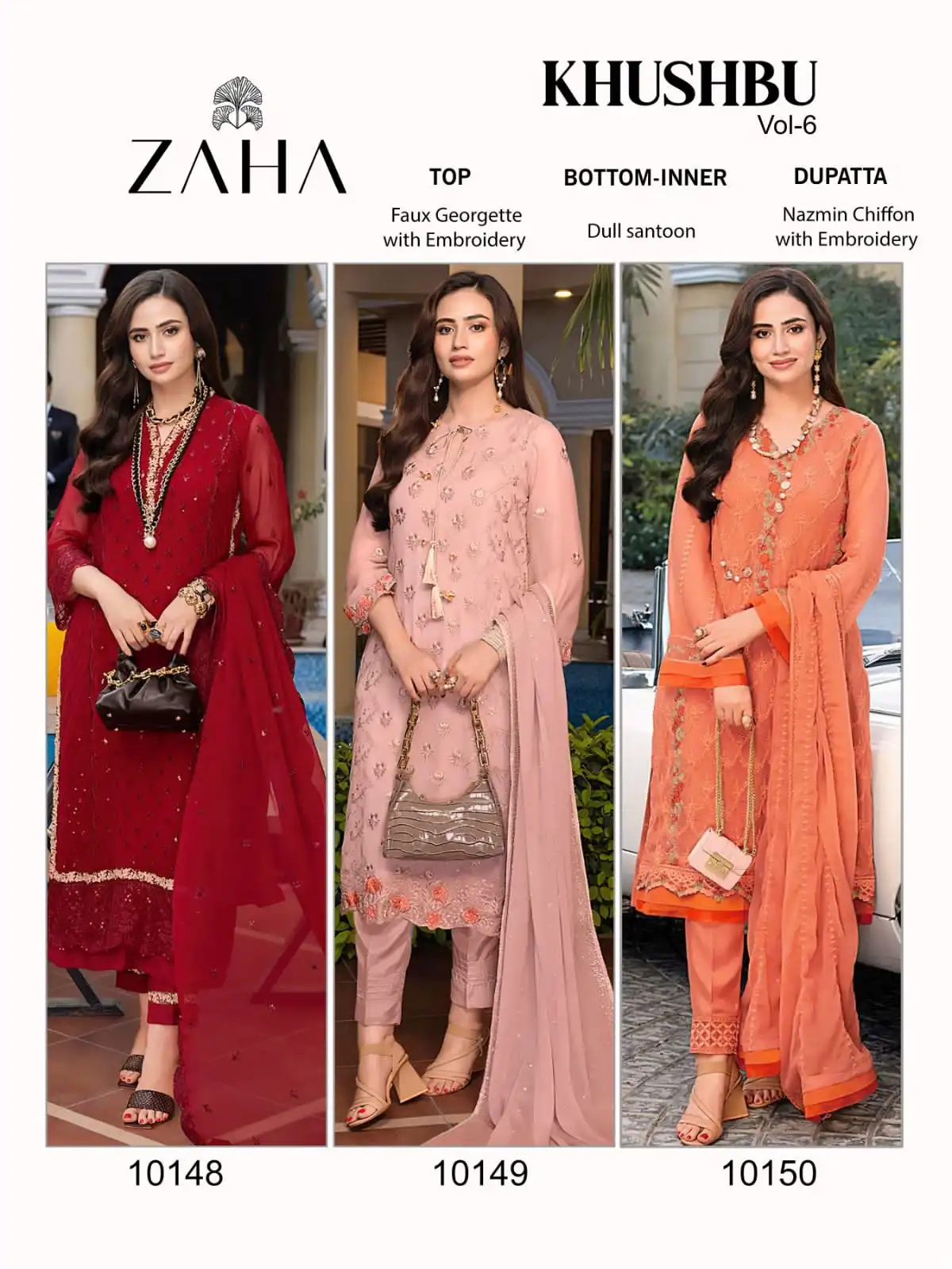 Zaha Khushbu Vol 6 Georgette Wholesale Pakistani Suits Catalog — Wholesale Salwar Suits, MPA wholesale from Surat — view 11