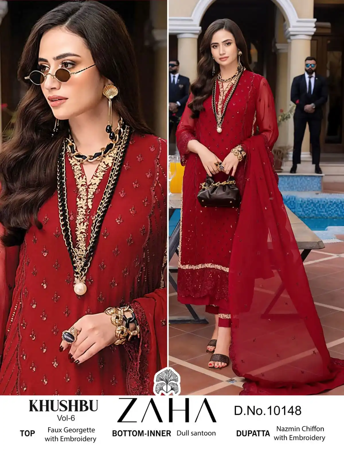 Zaha Khushbu Vol 6 Georgette Wholesale Pakistani Suits Catalog — Wholesale Salwar Suits, MPA wholesale from Surat - Gallery Image 2