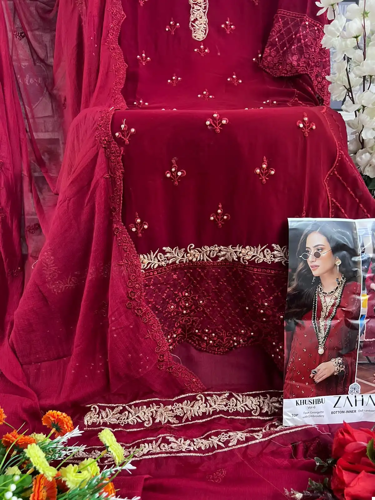 Zaha Khushbu Vol 6 Georgette Wholesale Pakistani Suits Catalog — Wholesale Salwar Suits, MPA wholesale from Surat - Gallery Image 3
