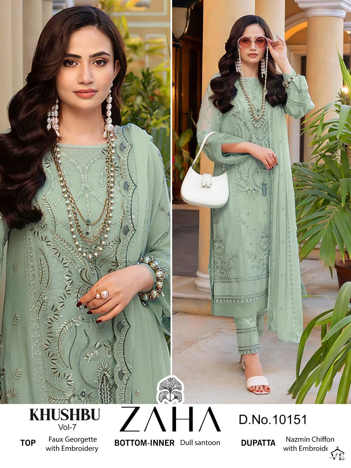 Zaha Khushbu Vol 7 Georgette Wholesale Heavy Embroidered Pakistani Salwar Suit Catalog — Wholesale Salwar Suits, MPA wholesale from Surat - Gallery Image 2