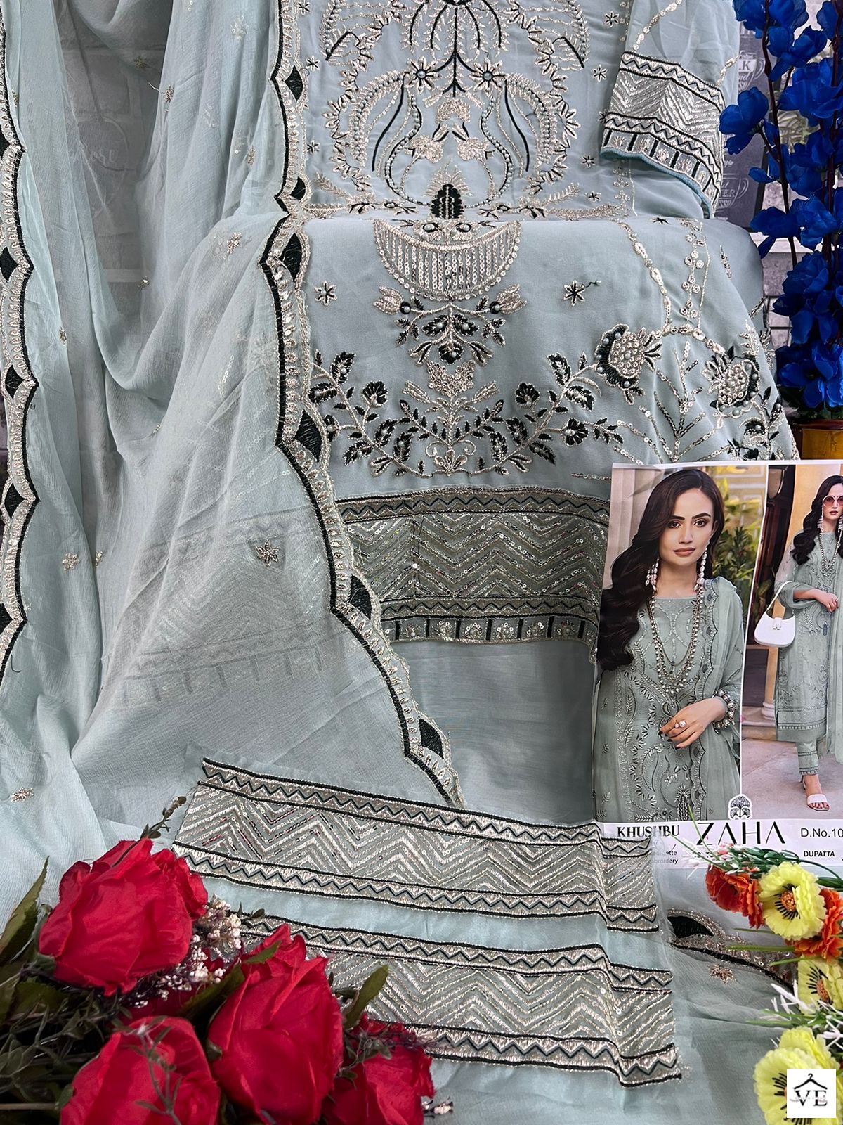 Zaha Khushbu Vol 7 Georgette Wholesale Heavy Embroidered Pakistani Salwar Suit Catalog — Wholesale Salwar Suits, MPA wholesale from Surat - Gallery Image 4