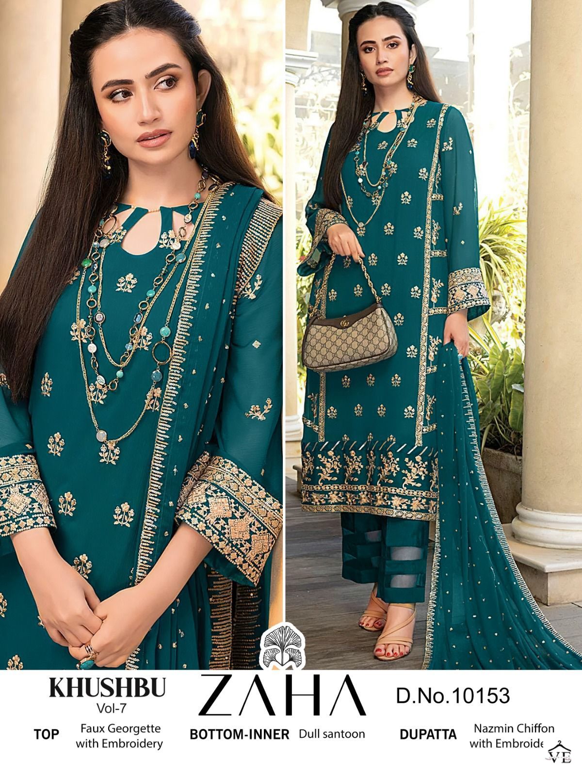 Zaha Khushbu Vol 7 Georgette Wholesale Heavy Embroidered Pakistani Salwar Suit Catalog — Wholesale Salwar Suits, MPA wholesale from Surat - Gallery Image 8
