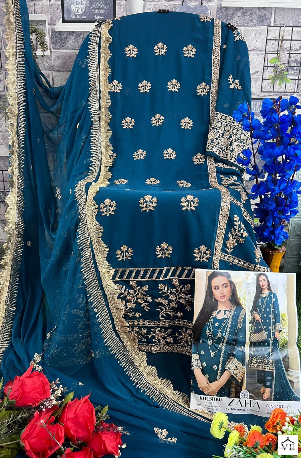 Zaha Khushbu Vol 7 Georgette Wholesale Heavy Embroidered Pakistani Salwar Suit Catalog — Wholesale Salwar Suits, MPA wholesale from Surat - Gallery Image 9