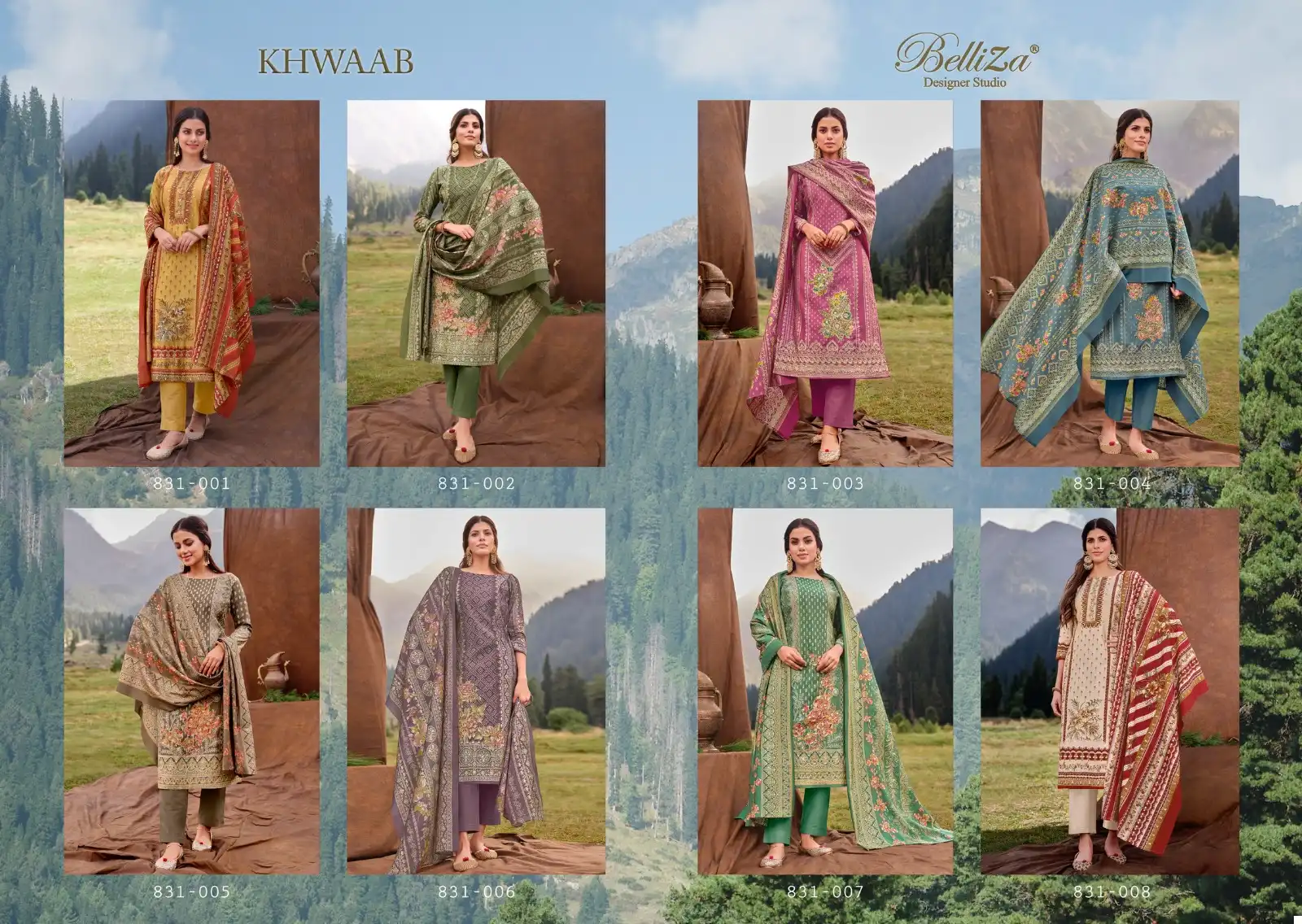 Belliza Khwaab Viscose Muslin Wholesale Salwar Suit Catalog - 8 Pcs Set — Wholesale Salwar Suits, Belliza Designer wholesale from Surat — view 9