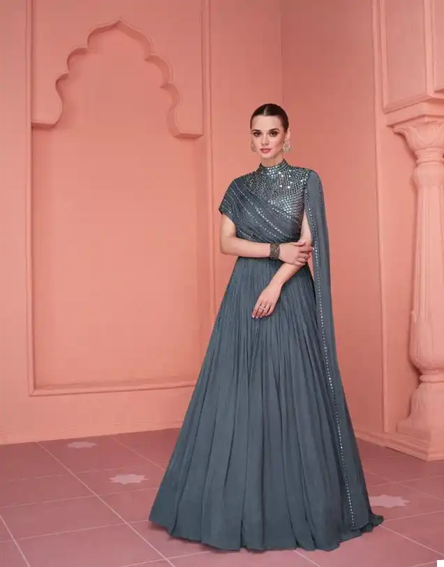 Sayuri Kiaraa Chinon Silk / Real Gerogette Wholesale Designer Collection Catalog — Wholesale Salwar Suits, Sayuri Designer wholesale from Surat - Gallery Image 2