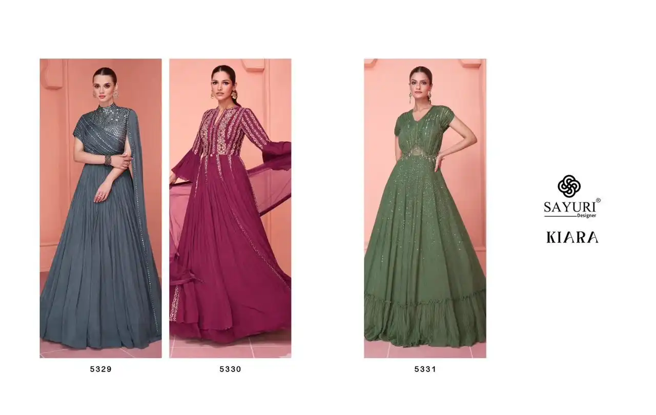 Sayuri Kiaraa Chinon Silk / Real Gerogette Wholesale Designer Collection Catalog — Wholesale Salwar Suits, Sayuri Designer wholesale from Surat — view 4