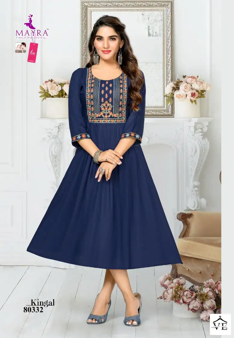 Mayra Kinjal Rayon 14 Kg Wholesale Long Kurtis Catalog — Wholesale Kurtis, MPA wholesale from Surat - Gallery Image 2