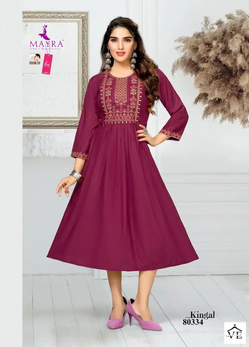 Mayra Kinjal Rayon 14 Kg Wholesale Long Kurtis Catalog — Wholesale Kurtis, MPA wholesale from Surat - Gallery Image 4