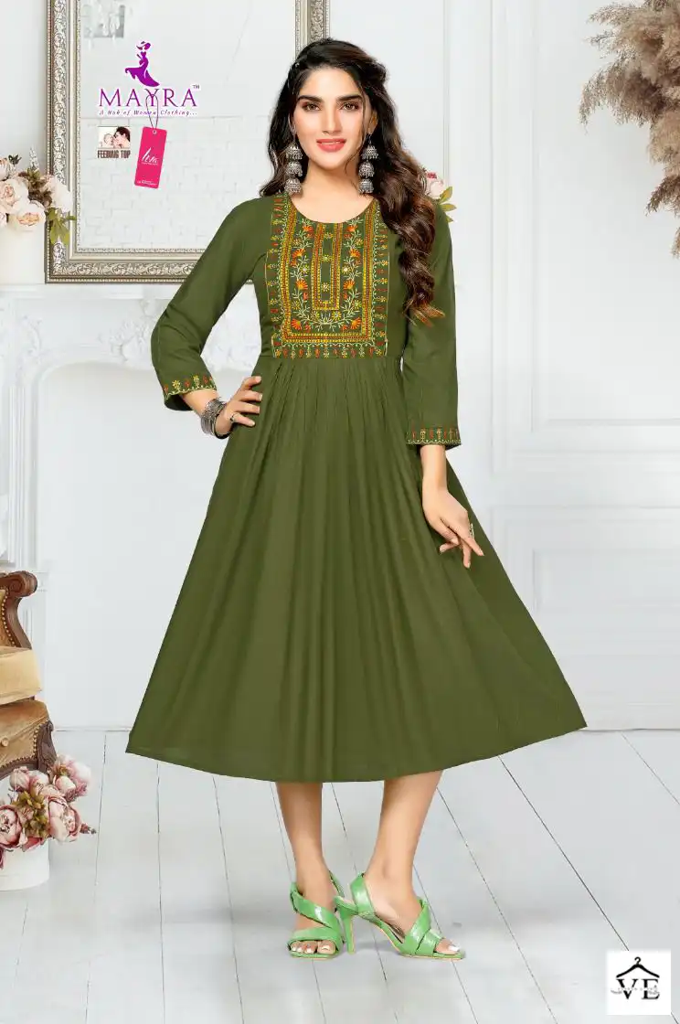 Mayra Kinjal Rayon 14 Kg Wholesale Long Kurtis Catalog — Wholesale Kurtis, MPA wholesale from Surat - Gallery Image 6