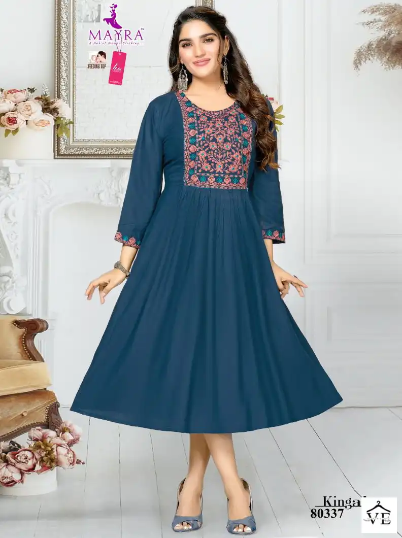 Mayra Kinjal Rayon 14 Kg Wholesale Long Kurtis Catalog — Wholesale Kurtis, MPA wholesale from Surat — view 1