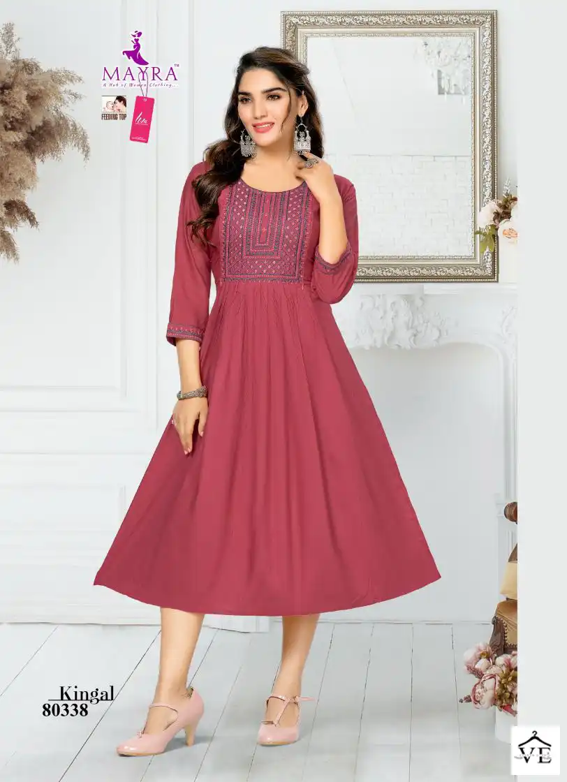 Mayra Kinjal Rayon 14 Kg Wholesale Long Kurtis Catalog — Wholesale Kurtis, MPA wholesale from Surat - Gallery Image 7