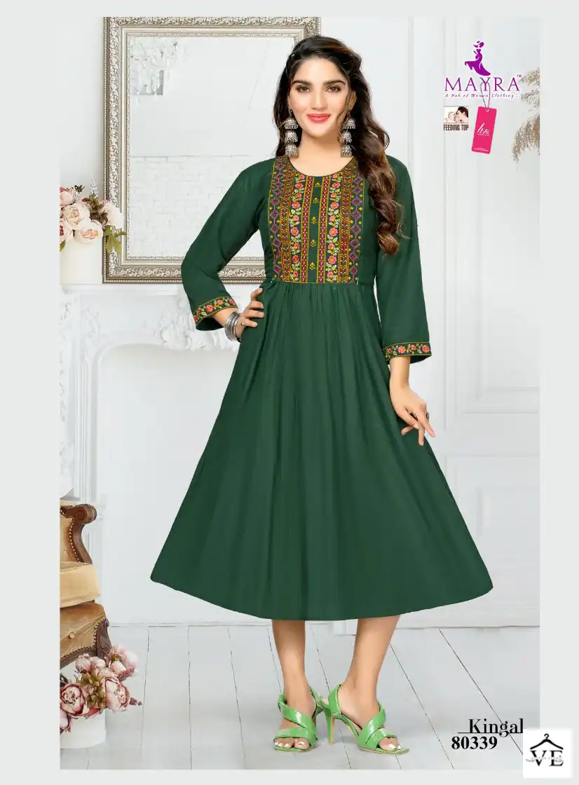 Mayra Kinjal Rayon 14 Kg Wholesale Long Kurtis Catalog — Wholesale Kurtis, MPA wholesale from Surat - Gallery Image 8