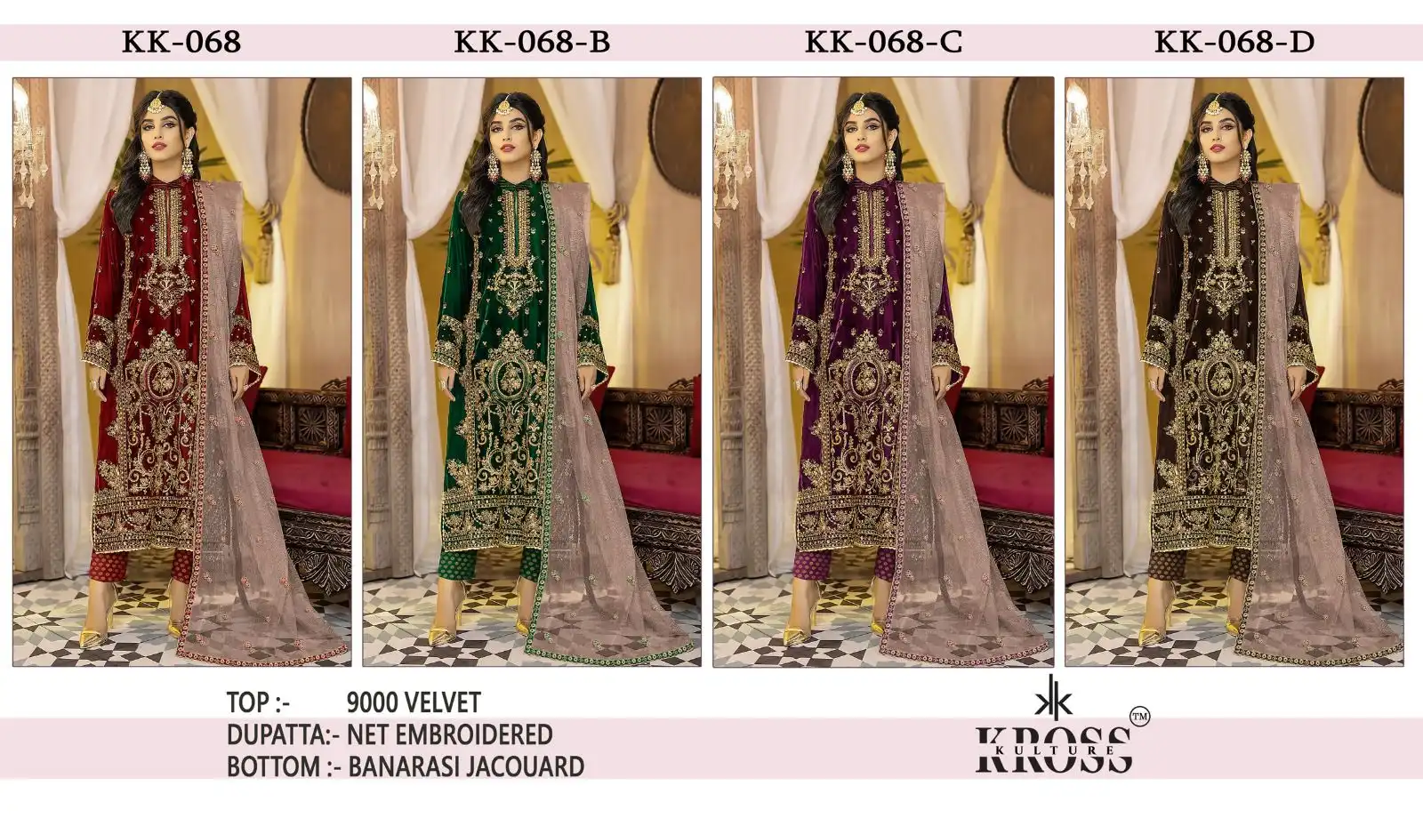 Kross Kulture Kk 68 Velvet Wholesale Designer Pakistani Winter Wear Salwar Suit Catalog — Wholesale Salwar Suits, MPA wholesale from Surat — view 5
