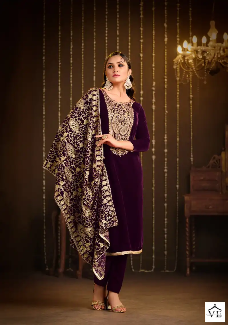 Belliza Designer Kohinoor Velvet Wholesale Heavy Emboidery Designer Winter Wear Salwar Suit Catalog — Wholesale Salwar Suits, Belliza Designer wholesale from Surat - Gallery Image 2
