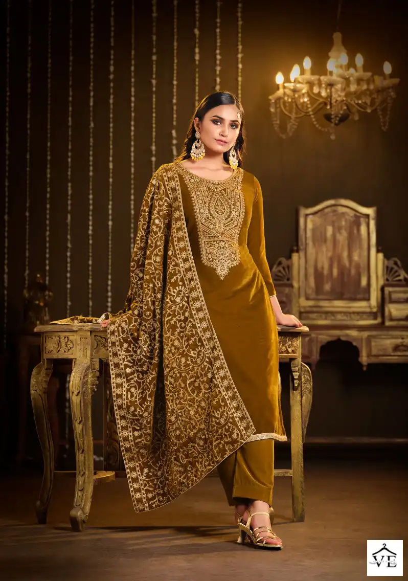 Belliza Designer Kohinoor Velvet Wholesale Heavy Emboidery Designer Winter Wear Salwar Suit Catalog — Wholesale Salwar Suits, Belliza Designer wholesale from Surat - Gallery Image 3