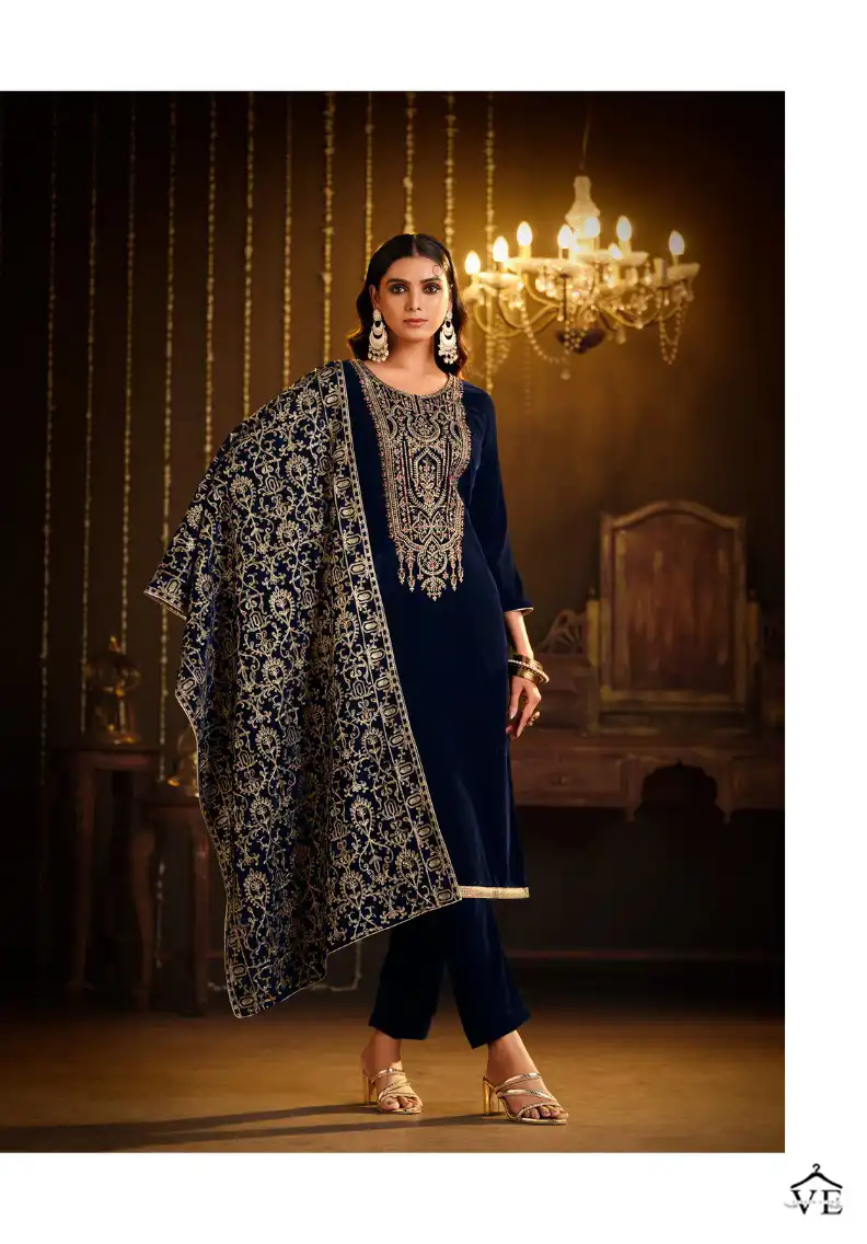 Belliza Designer Kohinoor Velvet Wholesale Heavy Emboidery Designer Winter Wear Salwar Suit Catalog — Wholesale Salwar Suits, Belliza Designer wholesale from Surat - Gallery Image 4