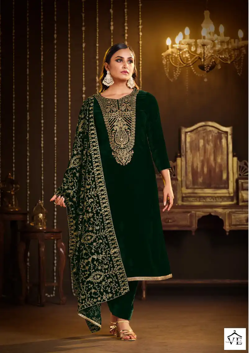 Belliza Designer Kohinoor Velvet Wholesale Heavy Emboidery Designer Winter Wear Salwar Suit Catalog — Wholesale Salwar Suits, Belliza Designer wholesale from Surat - Gallery Image 5