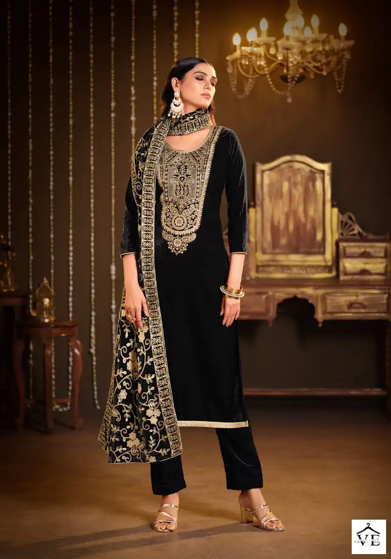 Belliza Designer Kohinoor Velvet Wholesale Heavy Emboidery Designer Winter Wear Salwar Suit Catalog — Wholesale Salwar Suits, Belliza Designer wholesale from Surat - Gallery Image 6