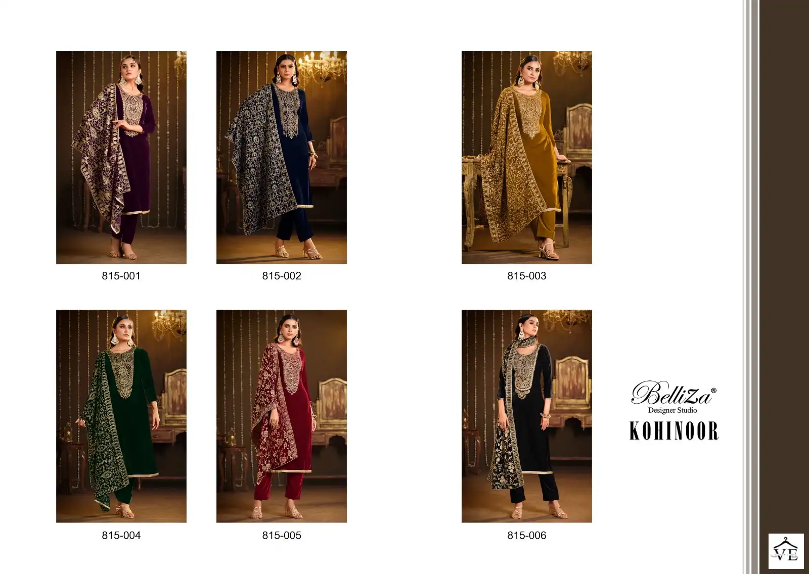 Belliza Designer Kohinoor Velvet Wholesale Heavy Emboidery Designer Winter Wear Salwar Suit Catalog — Wholesale Salwar Suits, Belliza Designer wholesale from Surat — view 7
