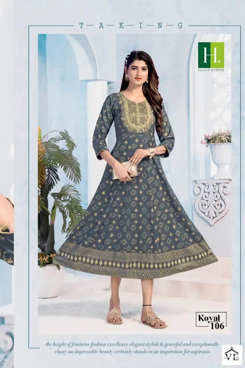 Hirwa Koyal Heavy Rayon Wholesale Long Anarkali Kurtis Catalog — Wholesale Kurtis, MPA wholesale from Surat - Gallery Image 5