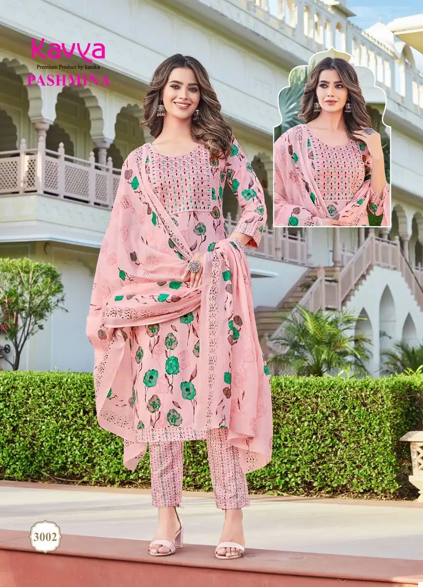 Kavya Pasmina Vol-3 Malaysian Cotton Wholesale Kurti Pant With Dupatta Catalog - 10 Pcs Set — Wholesale Salwar Suits, MPA wholesale from Surat - Gallery Image 4