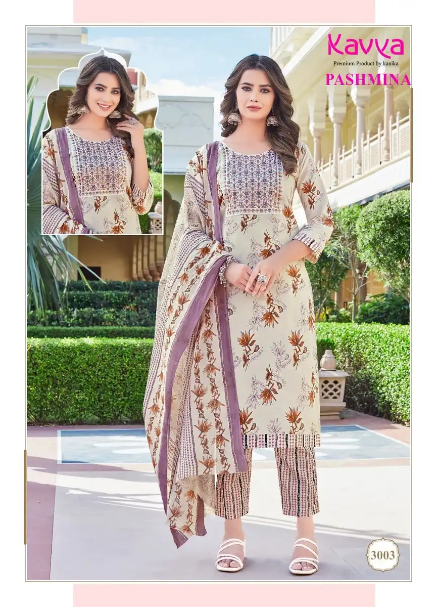 Kavya Pasmina Vol-3 Malaysian Cotton Wholesale Kurti Pant With Dupatta Catalog - 10 Pcs Set — Wholesale Salwar Suits, MPA wholesale from Surat - Gallery Image 6