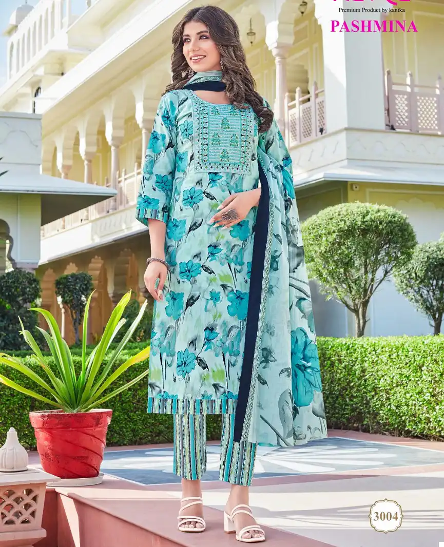 Kavya Pasmina Vol-3 Malaysian Cotton Wholesale Kurti Pant With Dupatta Catalog - 10 Pcs Set — Wholesale Salwar Suits, MPA wholesale from Surat — view 1