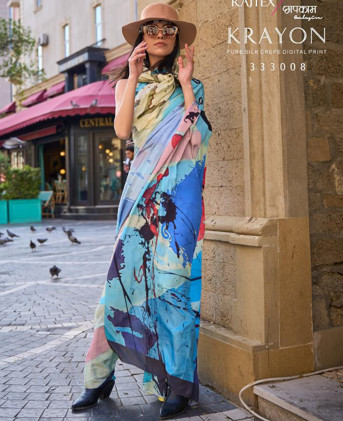 Rajtex Krayon Crepe Silk Wholesale Saree Catalog — Wholesale Sarees, MPA wholesale from Surat — view 1